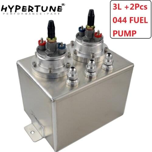 Hypertune - 3L Dual BILLET ALUMINUM FUEL SURGE TANK / SURGE TANK With 2pc 044 FUEL PUMP SILVER OR BLACK HT-TK84044