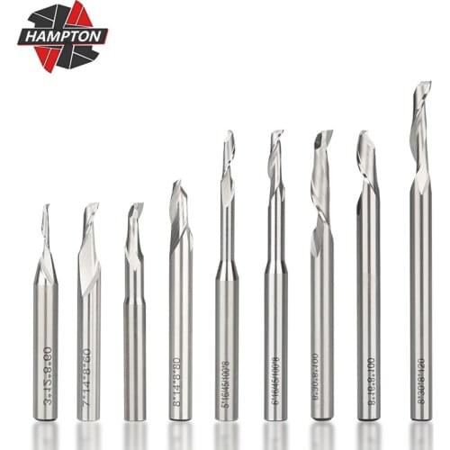 HSS Milling Cutters 8mm Shank Single Flute Carbide Spiral End Mill Straight Shank Engraving Bit For Aluminum CNC Tools