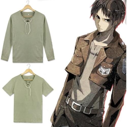 Attack on Titan Eren Jaeger T-shirt Cosplay Costume Shingeki no Kyojin Long / Short Sleeve Scouting Legio T Shirt Casual Tshirt