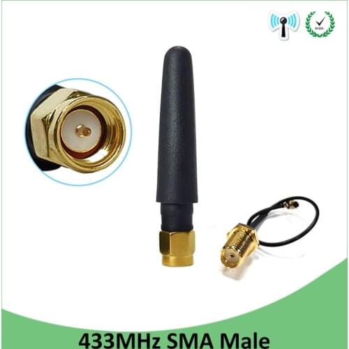 5pcs 433MHz Antenna 3dbi SMA Male Connector 433 MHz Directional Antena Small Size Waterproof Antenne +21cm RP-SMA Pigtail Cable