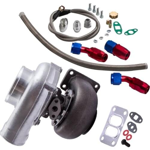 GT45 Turbo Compressor TurboCharger V-band T4 1.05 A/R+ 3" Intercooler + Oil Feed Return Line Kit Turbine Turbolader Supercharger