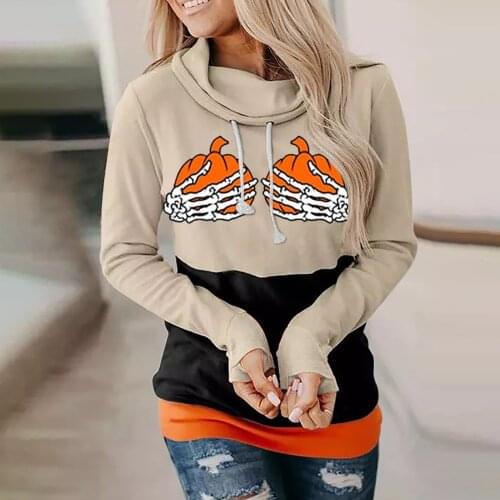 Halloween Print Hoodie Womens Long-Sleeved Hooded Sweatshirt Moletom 2021 Autumn Casual Pullover Tops Streetwear толстовка