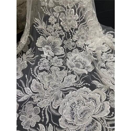 Exquisite white wedding dress heavy industry pearl tube sequin embroidery French tulle lace high-end wedding banquet dress