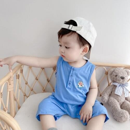 Sleeveless One Piece Rompers for Babies Cute Infants Clothing for Newborns Summer Cotton Tracksuits Boys Babe Clothes Jumpsuit