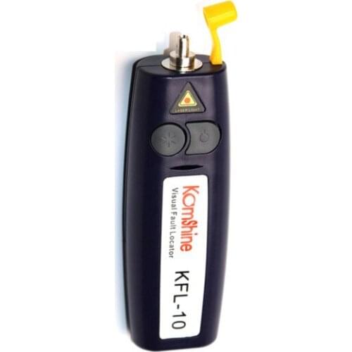 KomShine High Quality 10mW VFL Optical Fiber Cable Tester, KFL-10 Black Fiber Optic Visual Fault Finder 10Km Range 650+10nm Red