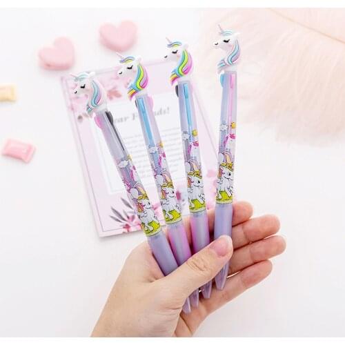 Creative lovely Cartoon Unicorn 3 Colors 6 Color Chunky Ballpoint Pen School Office Supply Gift Stationery Papelaria Escolar