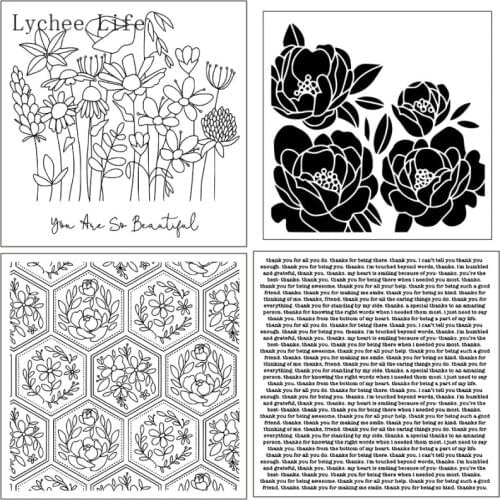 Lychee Life Letter Flower Square Clear Silicone Stamp Seal For DIY Scrapbooking Album Decorative Clear Stamp Sheets Handmade
