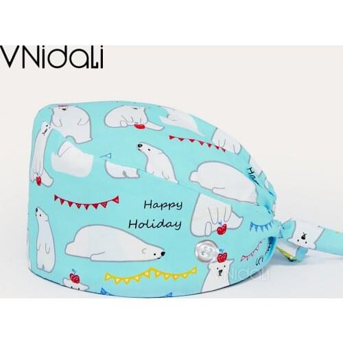 Nurses hats for women gorro enfermera with button scrubs cap Cotton adjustable scrub hat nurse accessories