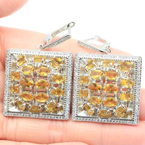 62x21mm Gorgeous Peacock Shape Created White Sapphire White CZ Sister Wedding Silver Earrings