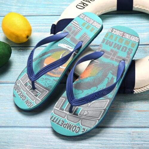 Summer Men Slippers Flat Flip Flops Beach Shoes Indoor & Outdoor Bathroom Cartoon Pattern EVA Shoes Slippers Male Shoes TX294