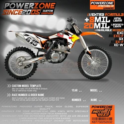 PowerZone Custom Team Graphics Backgrounds Decals 3M Stickers Kit For KTM SX SXF MX EXC XCW Enduro 125cc to 500cc 2011-2016 032