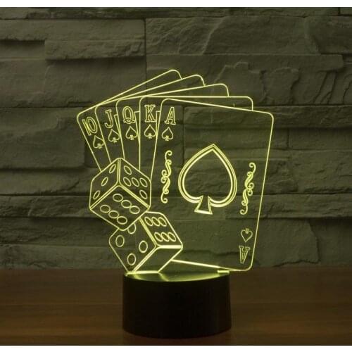 2017 new foreign trade poker cards and plug 3D lamp seven color touch LED visual lamp gift atmosphere Christmas gift