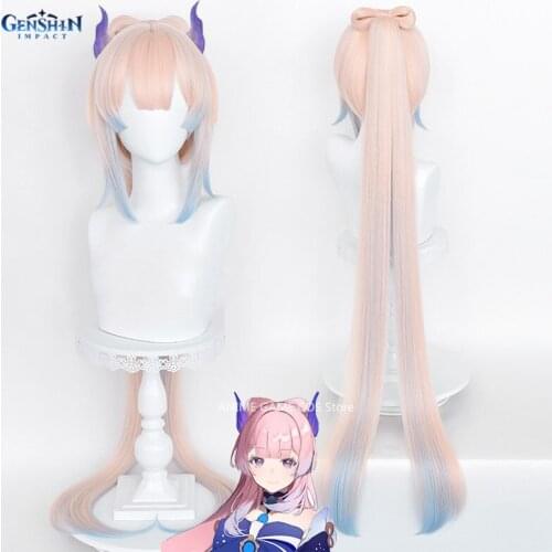 New Arrival COS Kokomi Anime Game Genshin Impact Cosplay Wig Long Hair Light Pink Blue Heat Resistant Synthetic Hair Wig