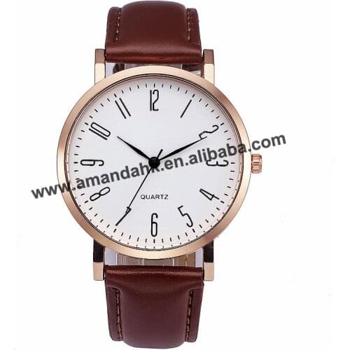 Wholesale Unisex Watch Women Delicate Rose Gold Leather Men Quart Bracelet Quartz Wrist Watches