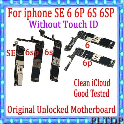 Original unlocked For iphone SE 6 6 Plus 6S 6S Plus Motherboard Free icloud for iphone 6 6P Logic Boards with IOS function Plate