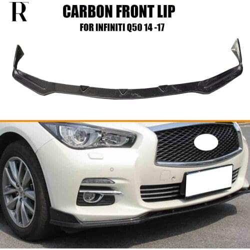Q50 Carbon Fiber Front Bumper Lip Chin Spoiler for Infiniti Q50 Standard Bumper 2014 - 2017 ( Not fit New Q50 )
