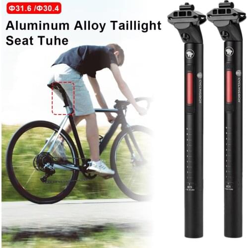 Aluminum Alloy Bicycle Seat Post Outdoor Cycling Bike Seatpost 31.6/30.4mm With Brake Light Seat Tube Adjustable MTB Seatpost