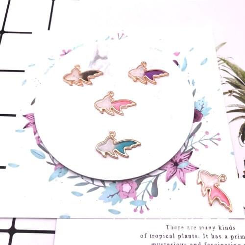10 pcs/set pearlescent pink goldfish pendant 26*19mm alloy metal enamel pendant for jewelry XL608