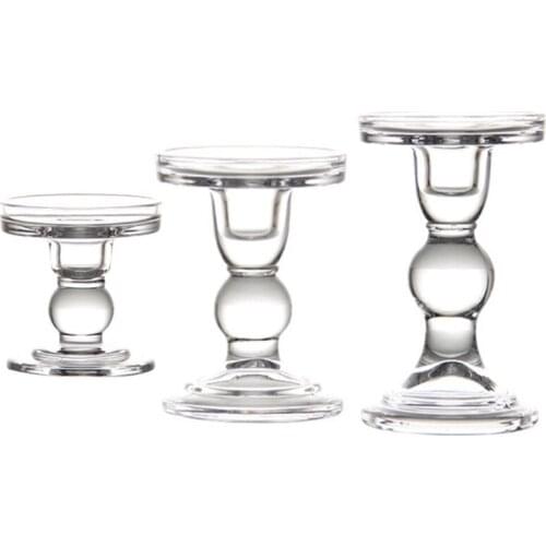 High Clear Glass Candle Holder Multiple Size Choices Pillar & Taper Candle Holders Wedding Centerpieces Candlestick