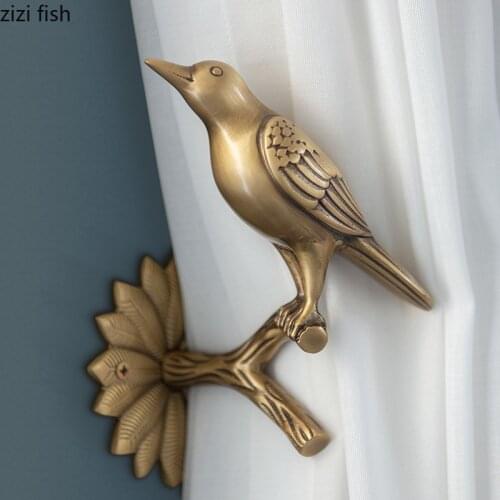 Bird Dragonfly Brass Hook Wall Hanging Golden Metal Decorative Hook Home Living Room Curtain Button Curtain Stall Storage Hooks