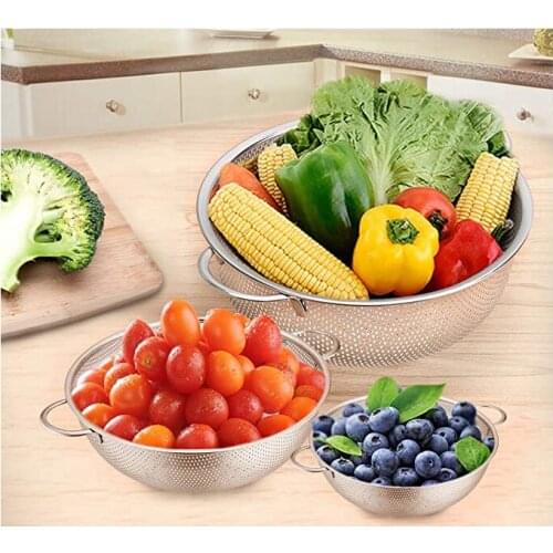 Durable In Three Sizes Kitchen Gadgets Colanders Easy To Clean Stainless Steel Strainer Kitchen Dining Filter With Handle