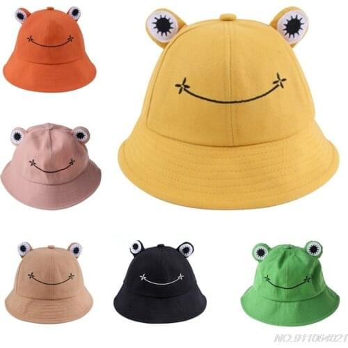 Foldable Cotton Cute Frog Bucket Hat Summer Sunscreen Fisherman Cap Outdoor Fishing Hunting Sunhat Headwear F18 21 Dropshipping