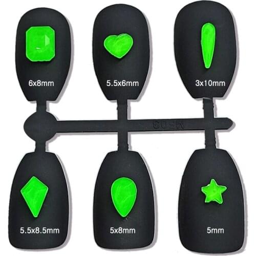 Mixed shape Fluorescence Nail art rhinestones glass flat 6 bright colors 6 shapes for DIY manicure accesories 30pcs