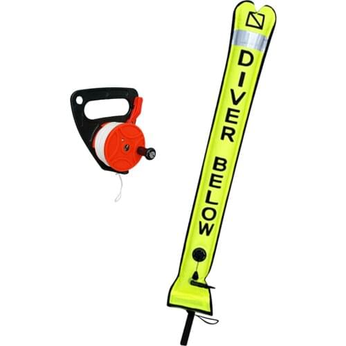 Heavy Duty Scuba Diving Diver Below Safety Sausage SMB Surface Marker Buoy & Dive Wreck Reel with Plastic Handle Kayak Anchor