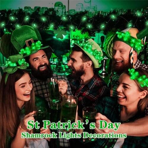 Four Leaf Clover Light String LED Waterproof Clover Remote Control String Light 3 meters 40 Lights Light strip St. Patricks Day