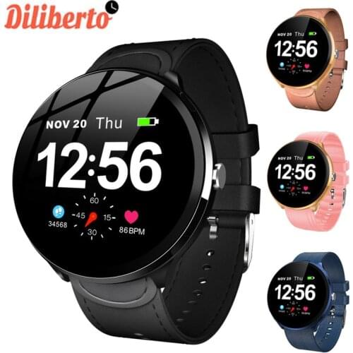 Diliberto V12 Full Touch Tempered Glass Screen Smart Watch Waterproof Heart Rate Monitoring Blood Pressure for Men Women