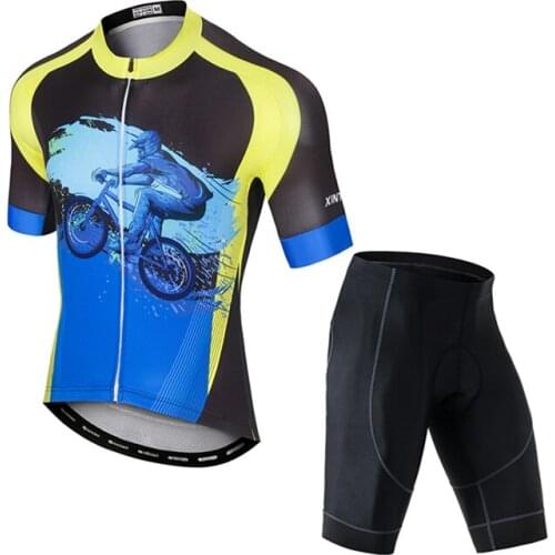 Unique printing men motorbike clothing OEM soft bicycle sports jersey shorts sleeve bike set