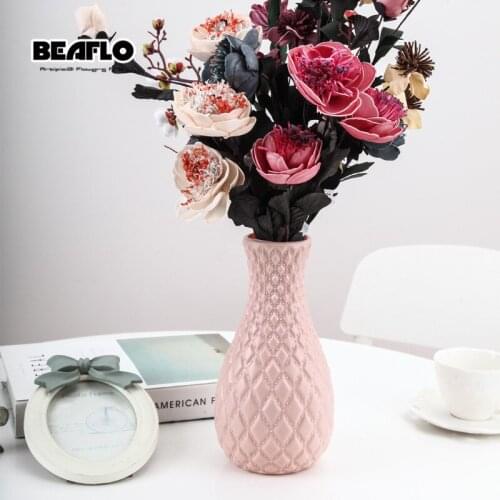 Shatterproof Flower Vase Decoration Home White Imitation Ceramic Flower Pot Nordic Room Table Decoration Vases for Flowers
