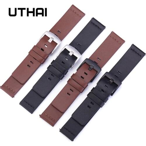 UTHAI Z18 Genuine Leather Watchband 22mm for Samsung Gear S3 Classic Frontier Gear 2 Neo Live Watch Band 20mm For moto360 II G