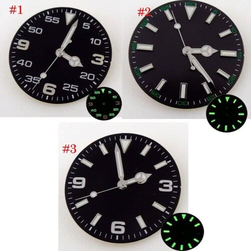 29mm Green Luminous Watch Dial With Date Window Hands For NH35A MIYOTA 8215 8205 Automatic Movement