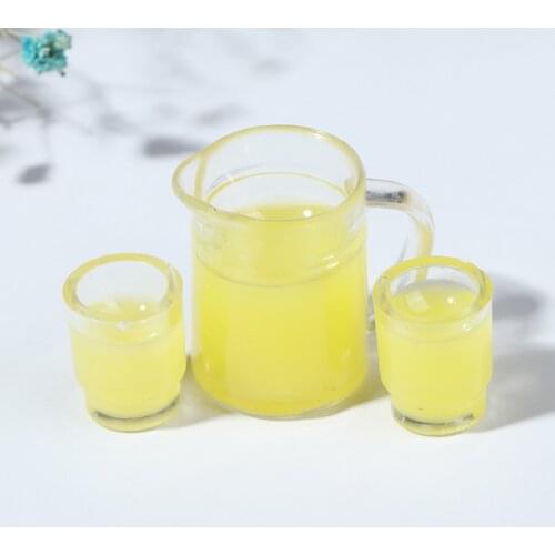 3Pcs/set 1:12 Dollhouse Miniature Juice Bottle + 2 Cups Doll Kitchen Toys Accessories