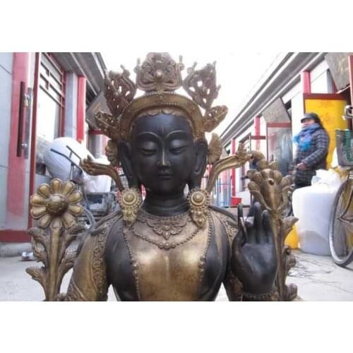 32"Huge Tibet Buddhism Bronze Seven Eye White TaRa Bodhisattva Buddha Statue