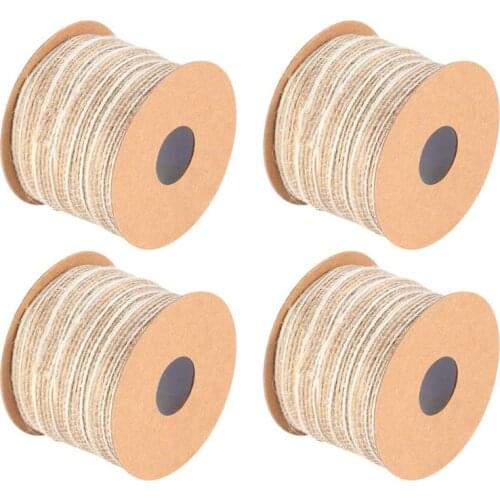 4 Rolls Natural Jute Hessian Ribbon Vintage Rustic Wedding Decoration Party DIY Crafts Mothers Day Gift Packaging