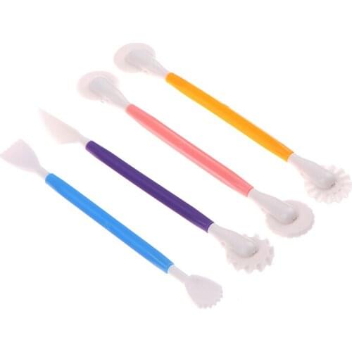 4pcs Fondant Cake Decorating 8 Styles Flower Decoration Pen Pastry Carving Cutter Baking Craft Cake Mold Modelling Tools