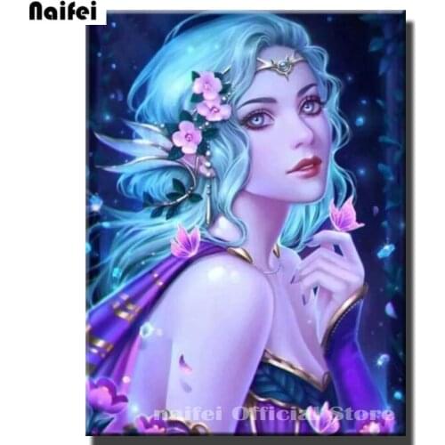 DIY Diamond Painting Fantasy Fairy Rhinestone Embroidery Flower Girl Full Square Rounf Drill Home Decor Mosaic Cross Stitch Kit