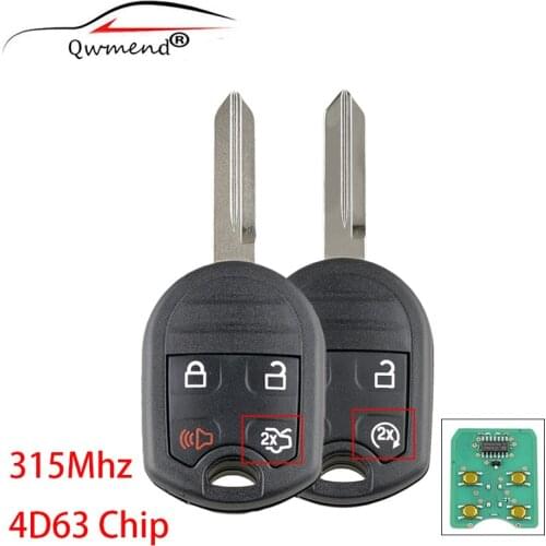 QWMEND 4 Buttons Car Remote Key for Ford Edge Escape Expedition Explorer 2011-2015 for Ford Car Key 315Mhz 4D63 Chip