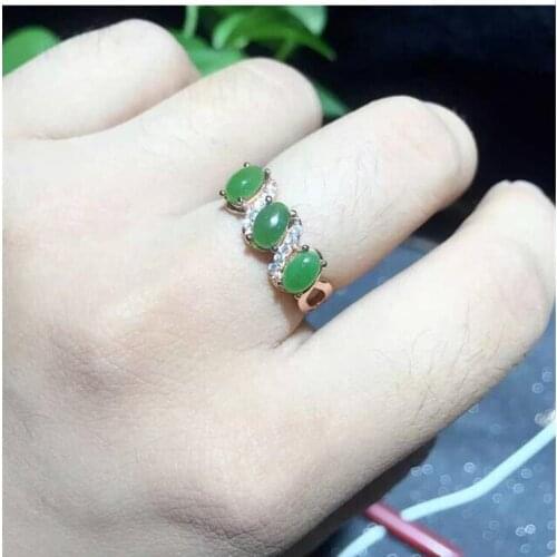 Free shipping Woman Ring Natural Hetian Jasper Ring 925 sterling silver Ring Wholesales Fine jewelry Gem Size 3*5mm 3pcs