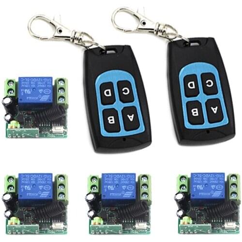 12V learning code wireless remote control switch 2pc 4-key remote control 4pc 12V 10A 1ch motor switch SKU: 5411