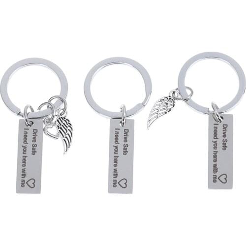 Custom Fashion Keyring Gifts Engraved Drive Safe I Need You Here With Me Keychain Couples Boyfriend Girlfriend Jewelry Key Chain