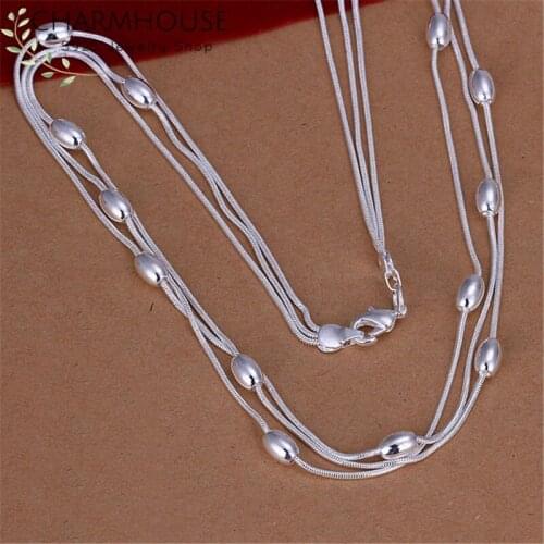 Charmhouse 925 Sterling Silver Necklaces For Women Snake Chains Beads Pendant & Necklace Chain Fashion Jewelry Party Gifts