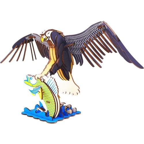 DIY 3D Wooden Eagle Flying Animal Building Puzzle Jigsaw Game Assembly Toy Gift for Children Kids Adult Model Exquisite Decor