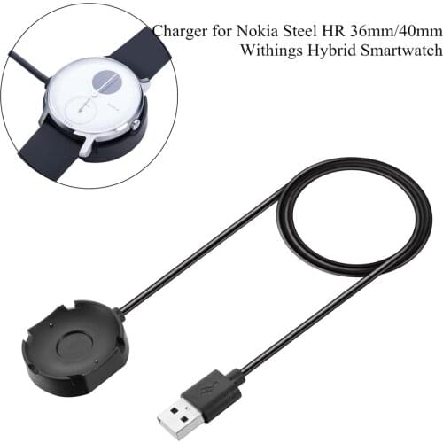 USB Charger Cable Dock for Nokia Steel HR 36mm 40mm Watch 1m Fast Charging Cradle Base for Nokia Withings Hybrid Smartwatch