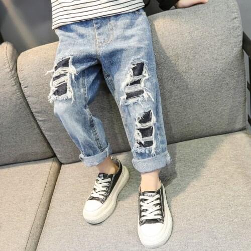 Kids Boys Girls Ripeed Jeans 2021 New Spring Summer Korean Style Denim Pants Children Casual Trousers Blue Pants Age For 18M-6Y