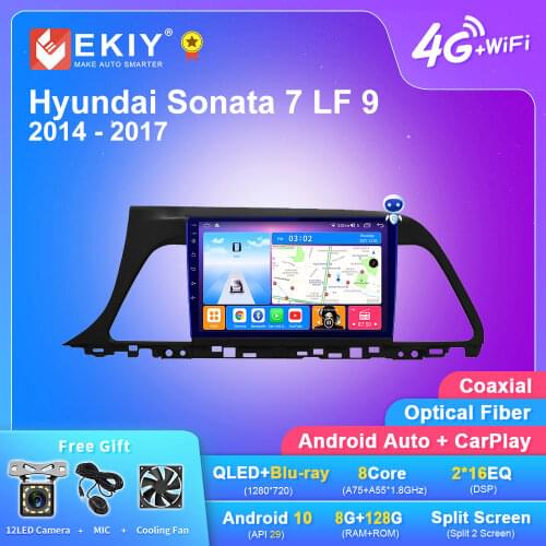 EKIY 4G LTE IPS DSP Android 10 Car Radio Multimedia Player 6G+128G For Hyundai Sonata 7 LF 9 2014-2017 Navigation GPS Stereo DVD