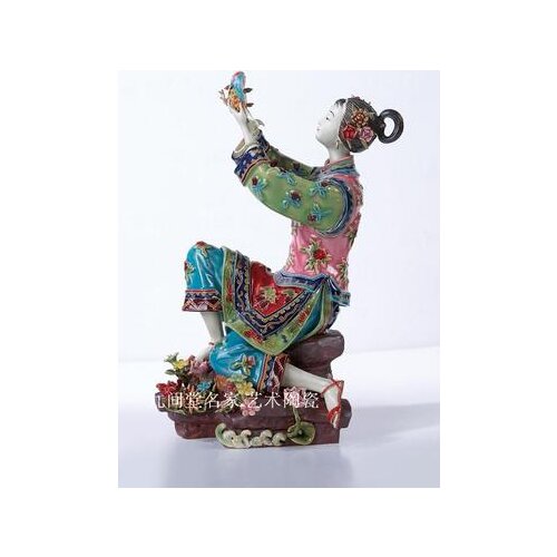 Porcelain gift model room Chinese style decoration living room porch girl Beauty figure Sculpture statue Home art decorations t