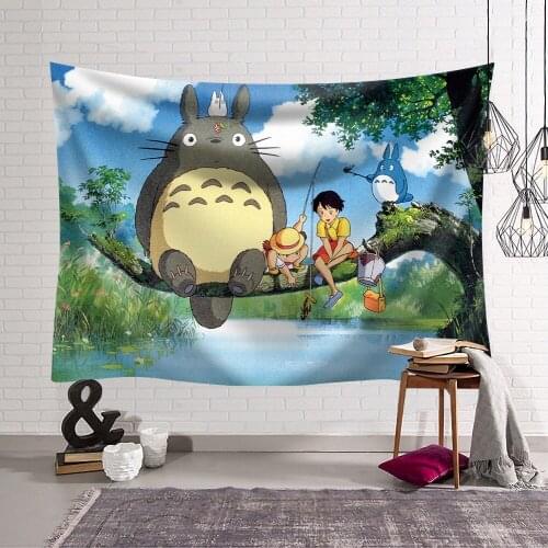 Hayao Miyazaki Tapestry Anime Totoro Wall Hanging Polyester Tapestry Carpet Blanket Bedroom Decor Large 200X150cm Yoga Mat